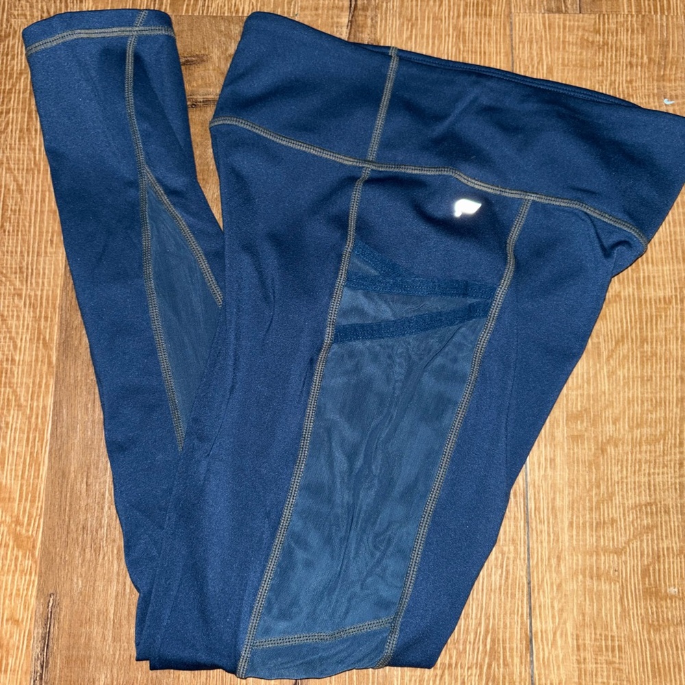 Navy Blue Leggings with Mesh Panels